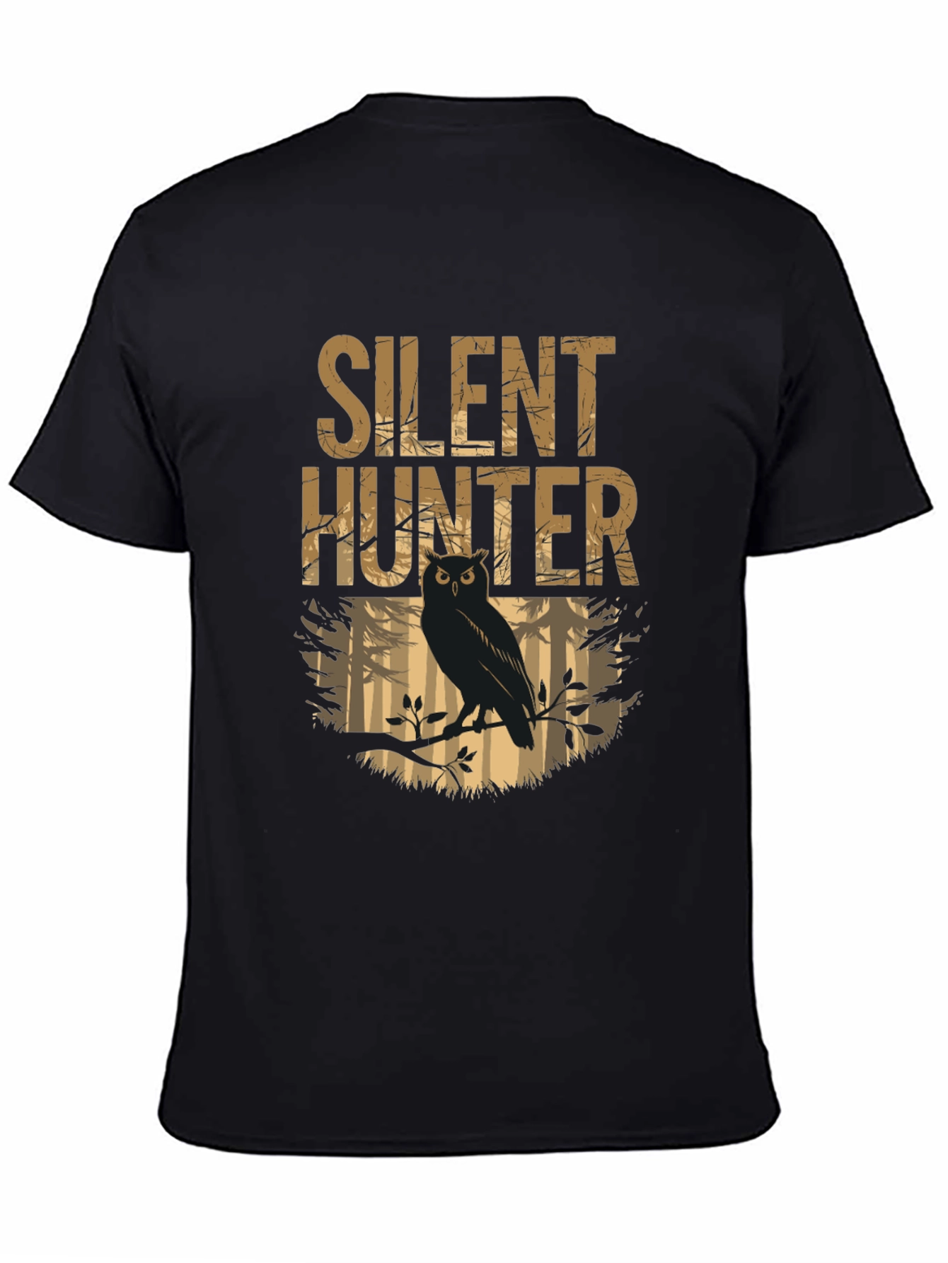 Silent Hunter Owl Graphic Tee - Mens Black T-Shirt