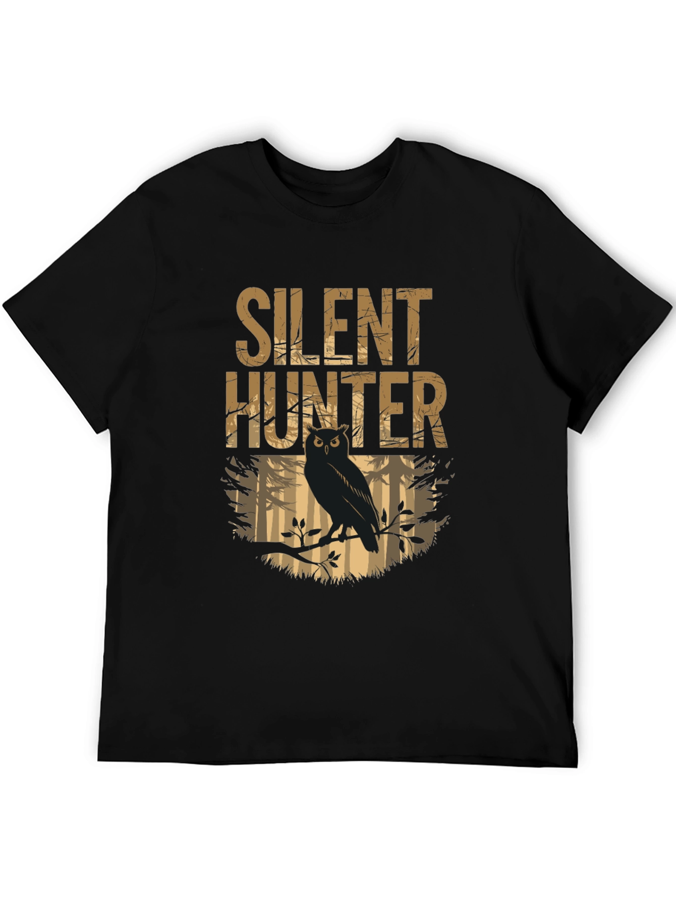 Silent Hunter Owl Graphic Tee - Mens Black T-Shirt
