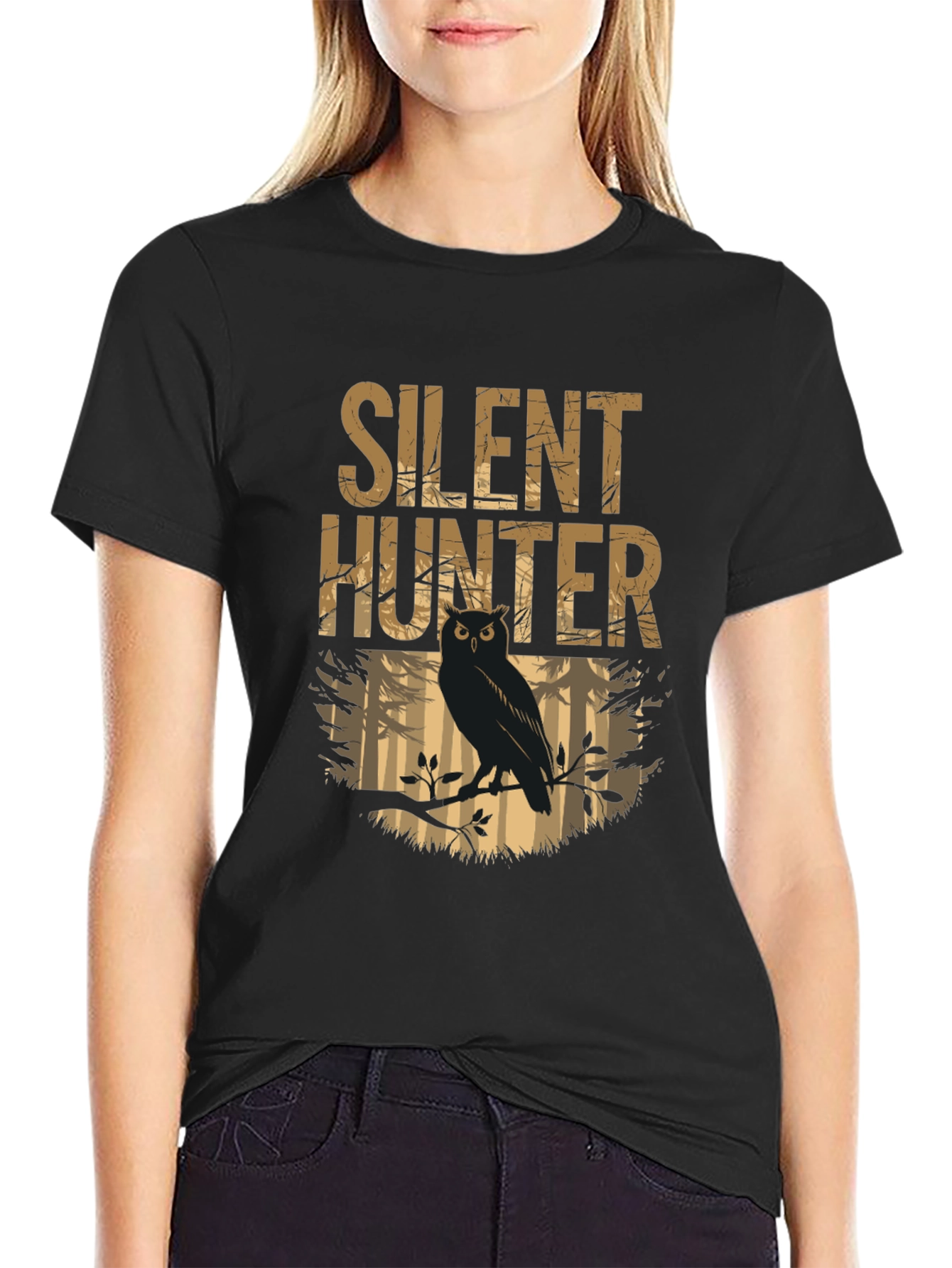 Silent Hunter Owl Graphic Tee - Mens Black T-Shirt