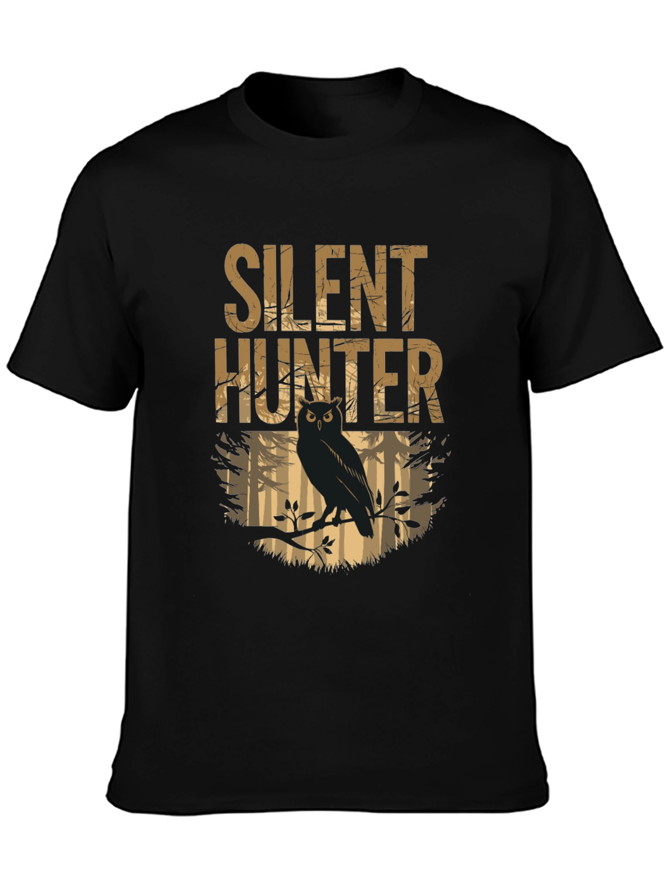 Silent Hunter Owl Graphic Tee - Mens Black T-Shirt