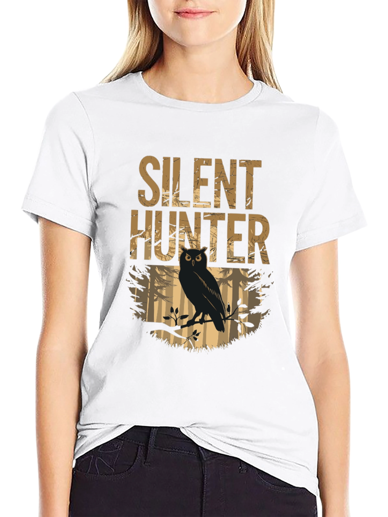 Silent Hunter Owl Graphic Tee - Mens Black T-Shirt