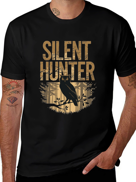 Silent Hunter Owl Graphic Tee - Mens Black T-Shirt