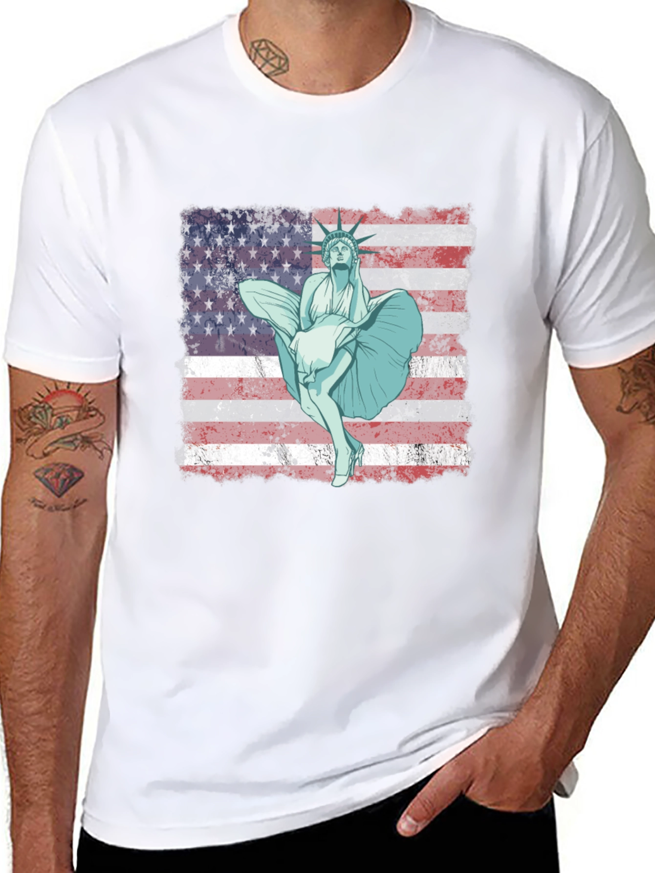 American Flag Marilyn Statue Graphic Tee