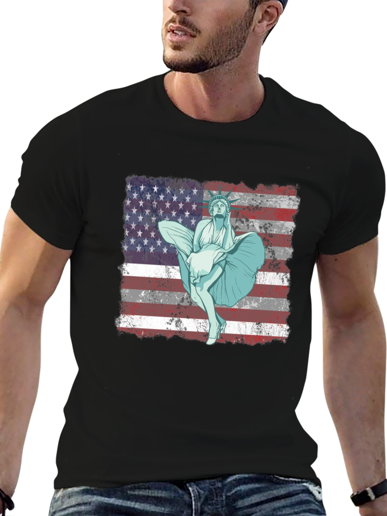 American Flag Marilyn Statue Graphic Tee