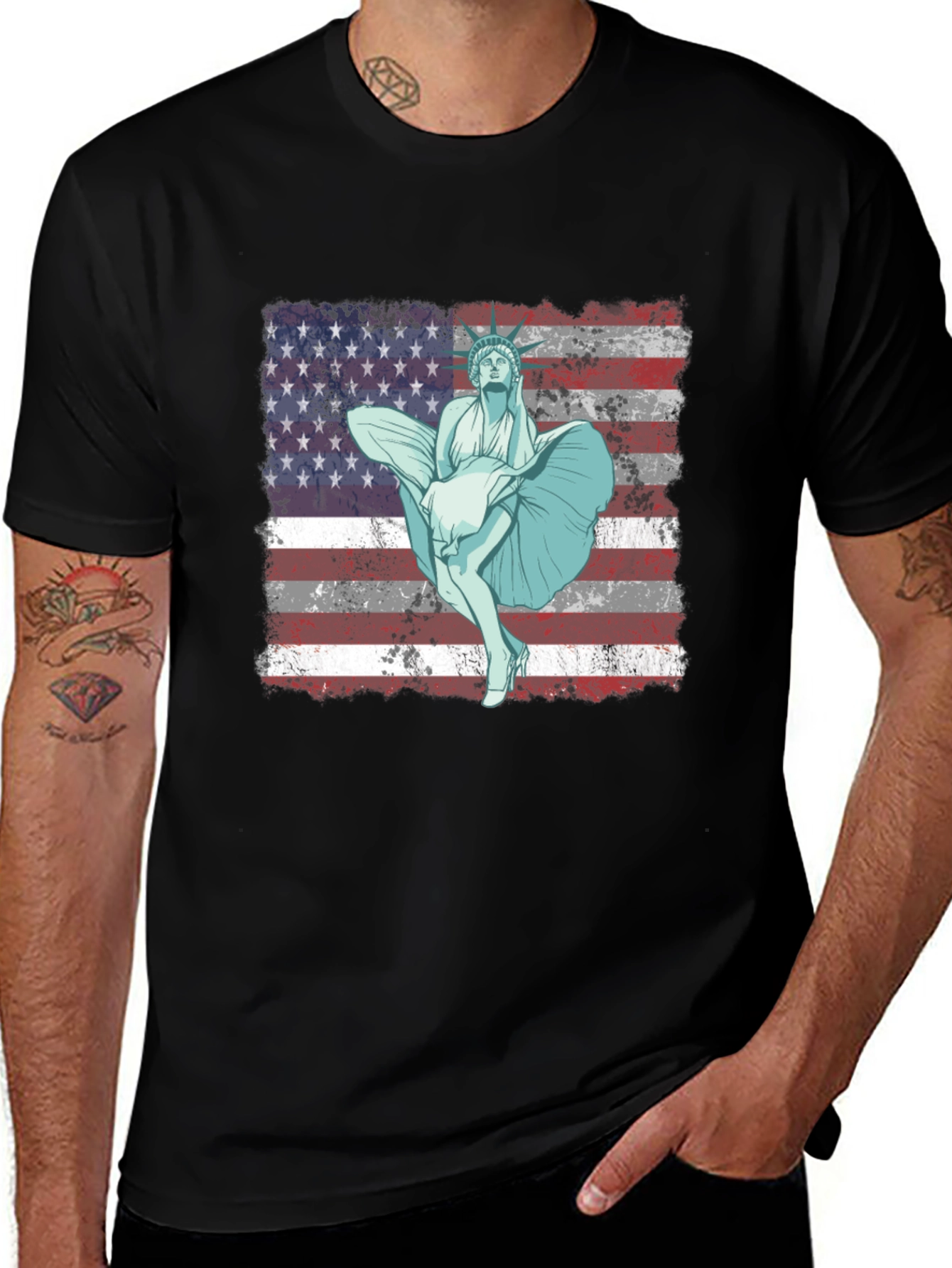 American Flag Marilyn Statue Graphic Tee