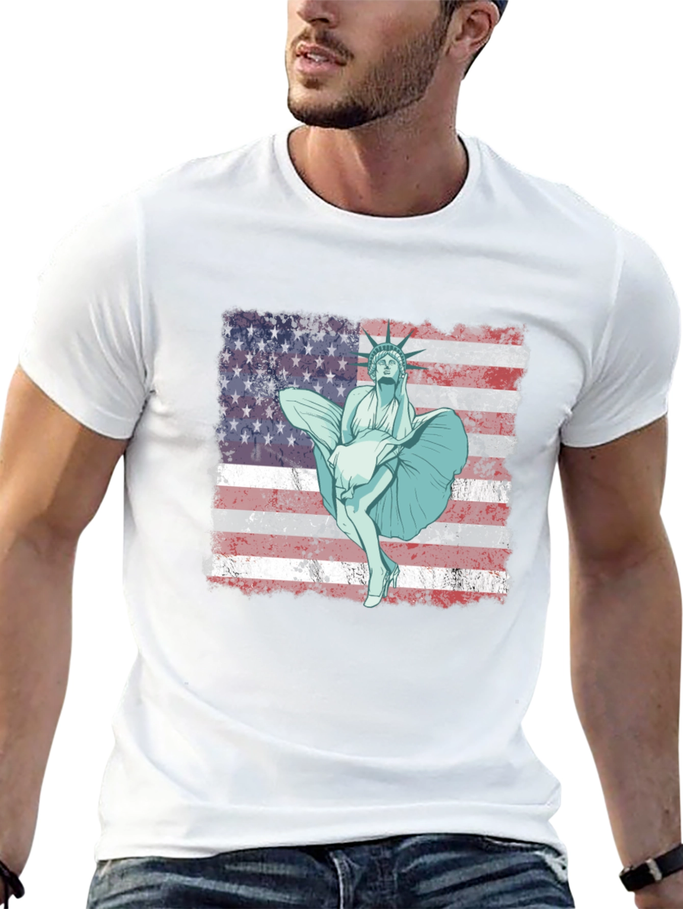 American Flag Marilyn Statue Graphic Tee