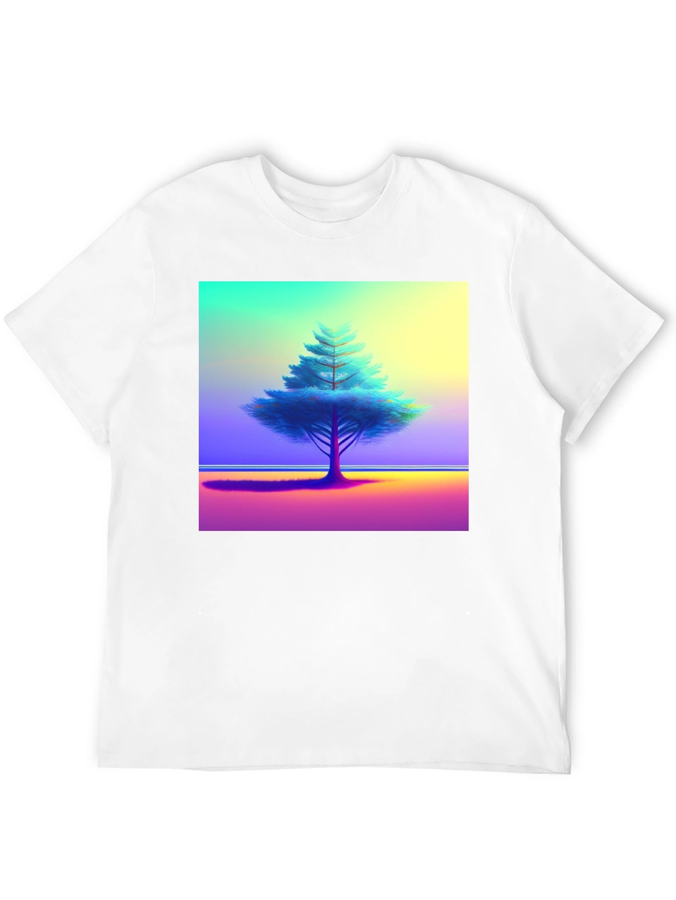 Vibrant Tree Graphic Tee - Black Cotton Blend