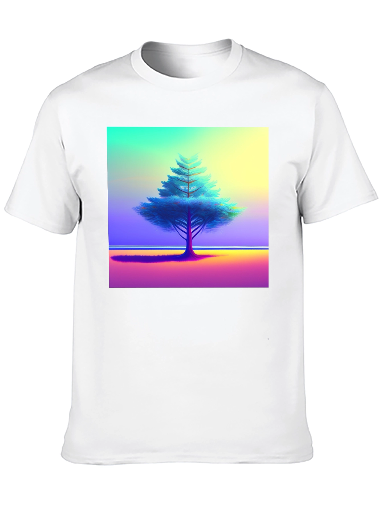 Vibrant Tree Graphic Tee - Black Cotton Blend