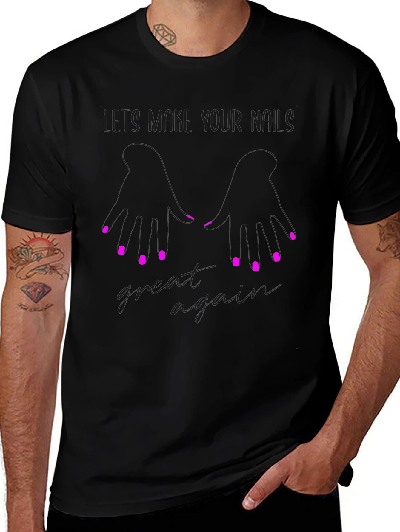 Stylish Lets Make Your Nails Great Again Graphic Tee