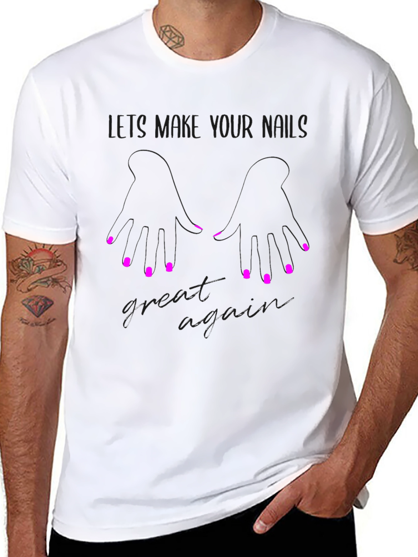 Stylish Lets Make Your Nails Great Again Graphic Tee