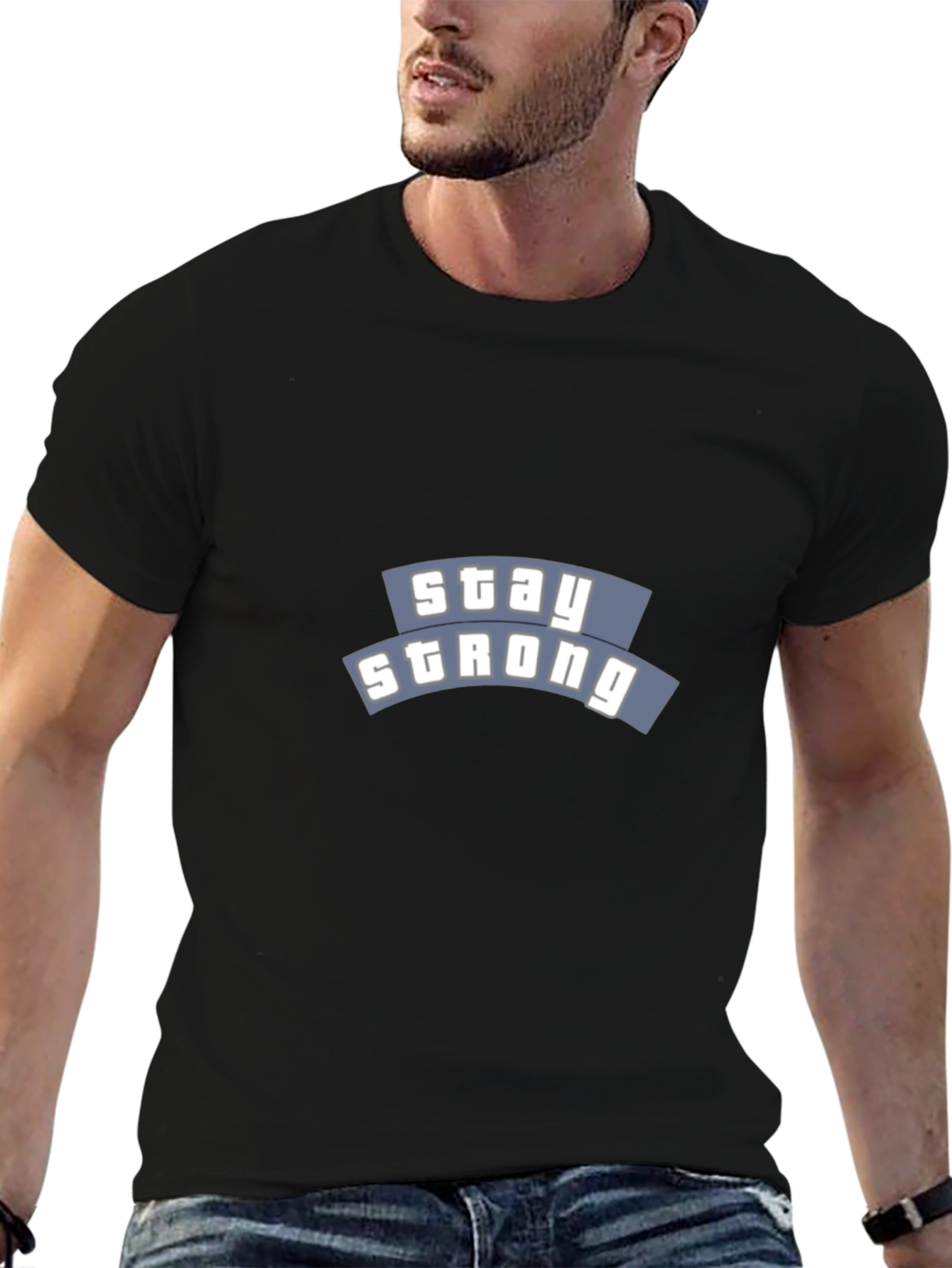 Stay Strong Black Graphic T-Shirt