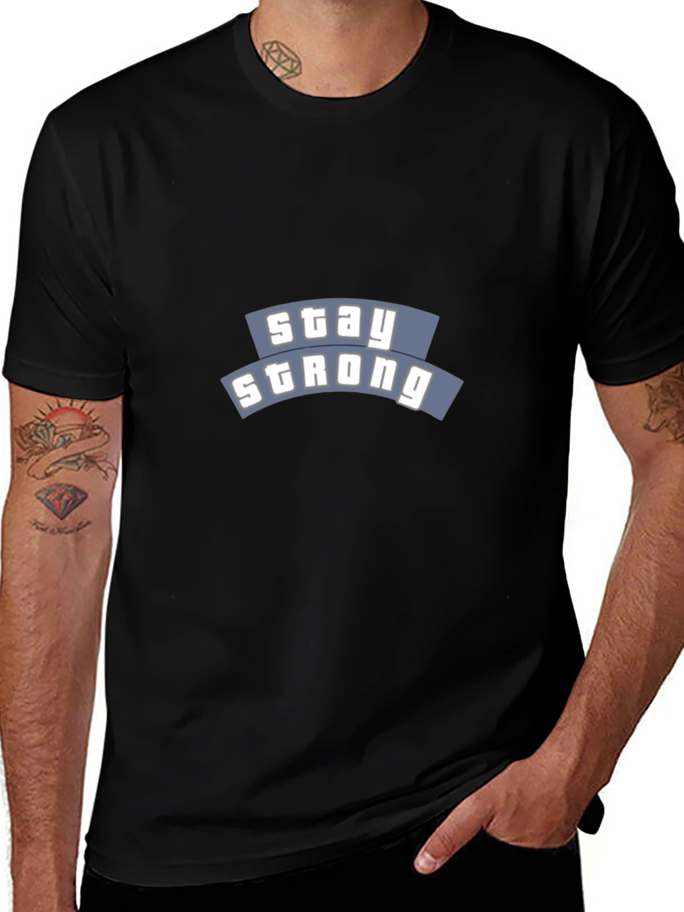 Stay Strong Black Graphic T-Shirt