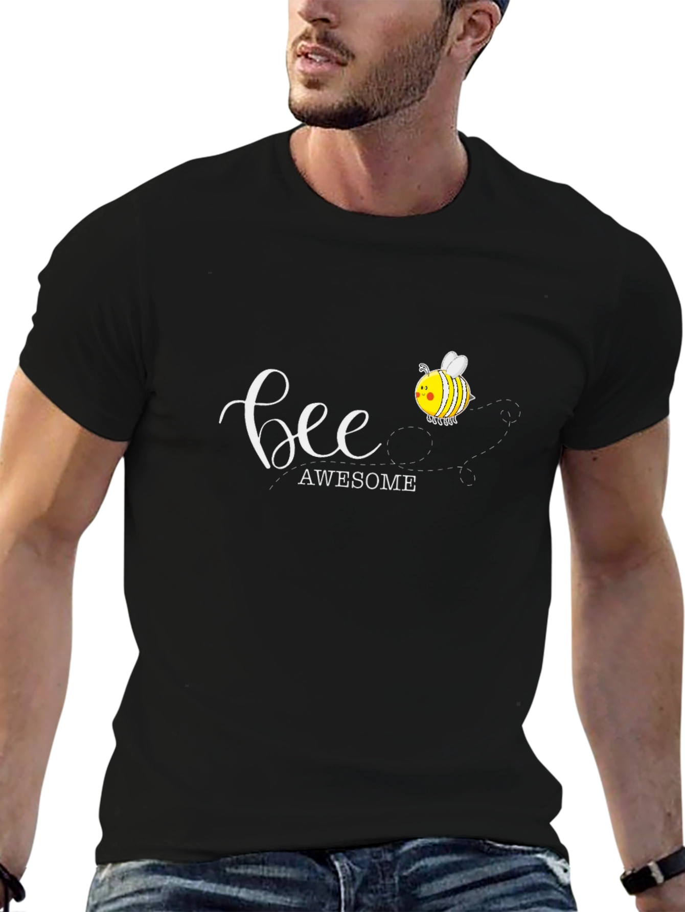 Bee Awesome Graphic T-Shirt - Black Cotton Tee