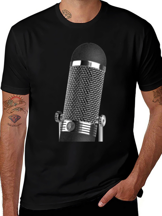 Vintage Microphone Graphic Tee - Classic Style