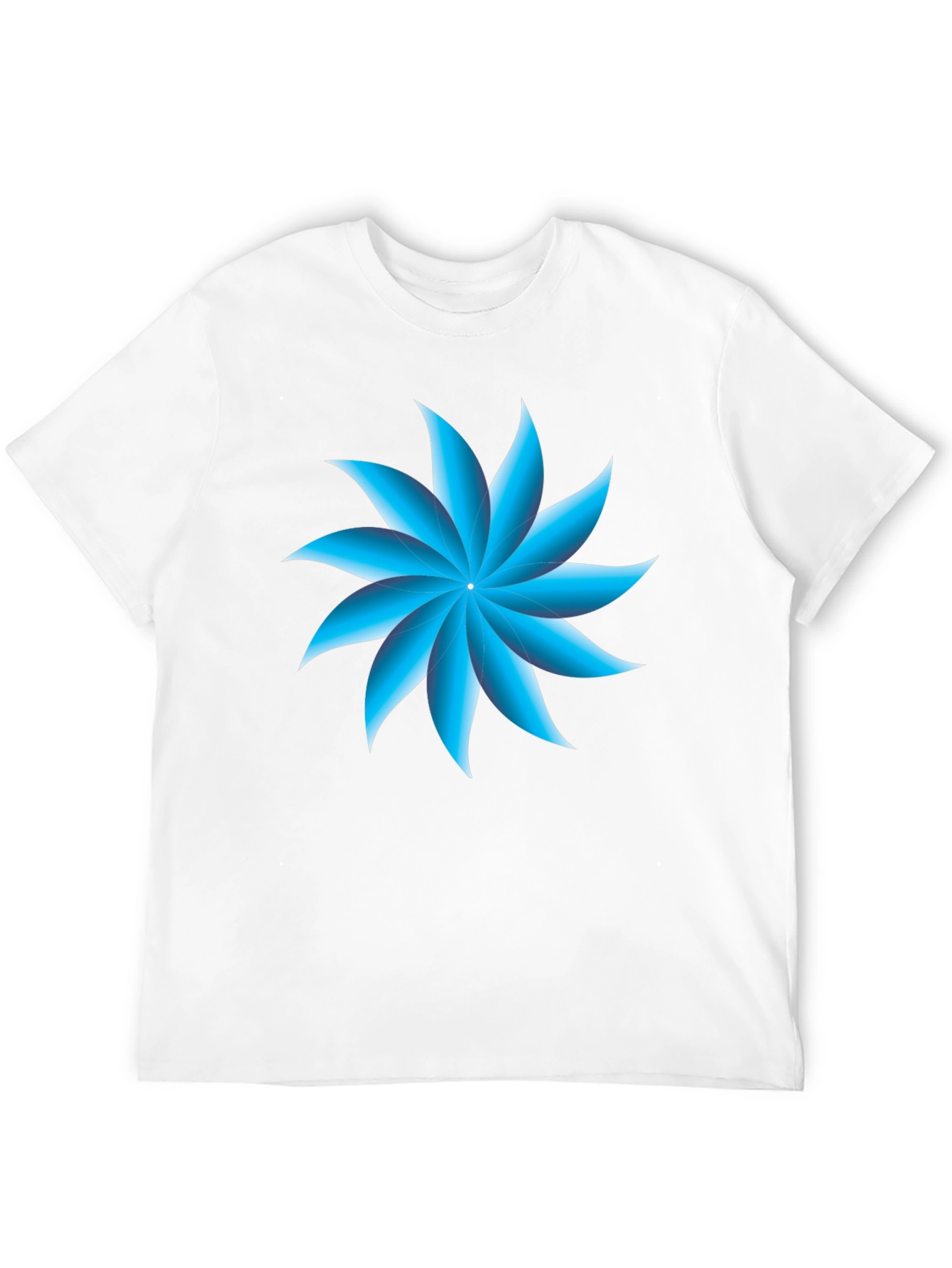 Blue Petal Graphic Black T-Shirt