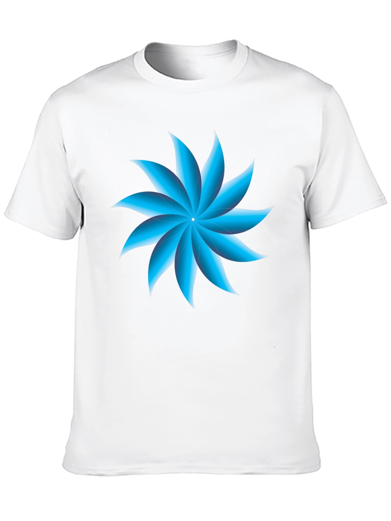 Blue Petal Graphic Black T-Shirt