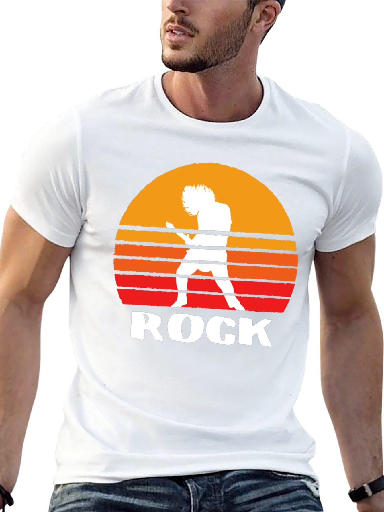 Rock Music T-Shirt Guitarist Sunset Graphic Tee