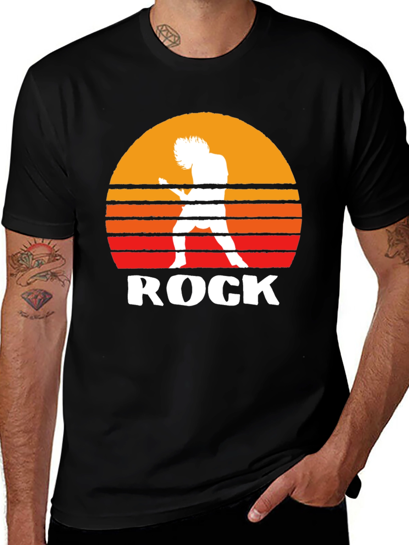 Rock Music T-Shirt Guitarist Sunset Graphic Tee
