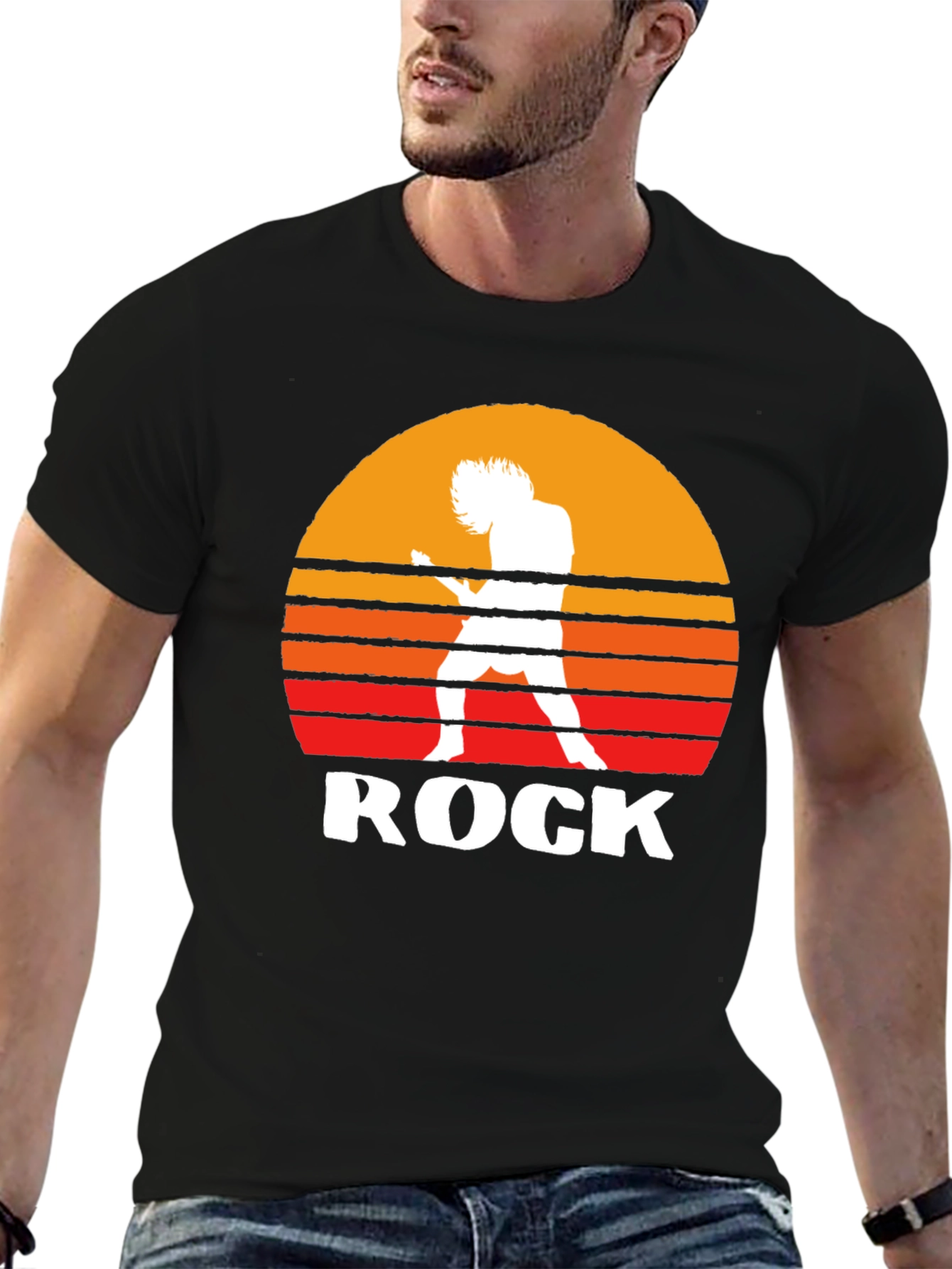 Rock Music T-Shirt Guitarist Sunset Graphic Tee