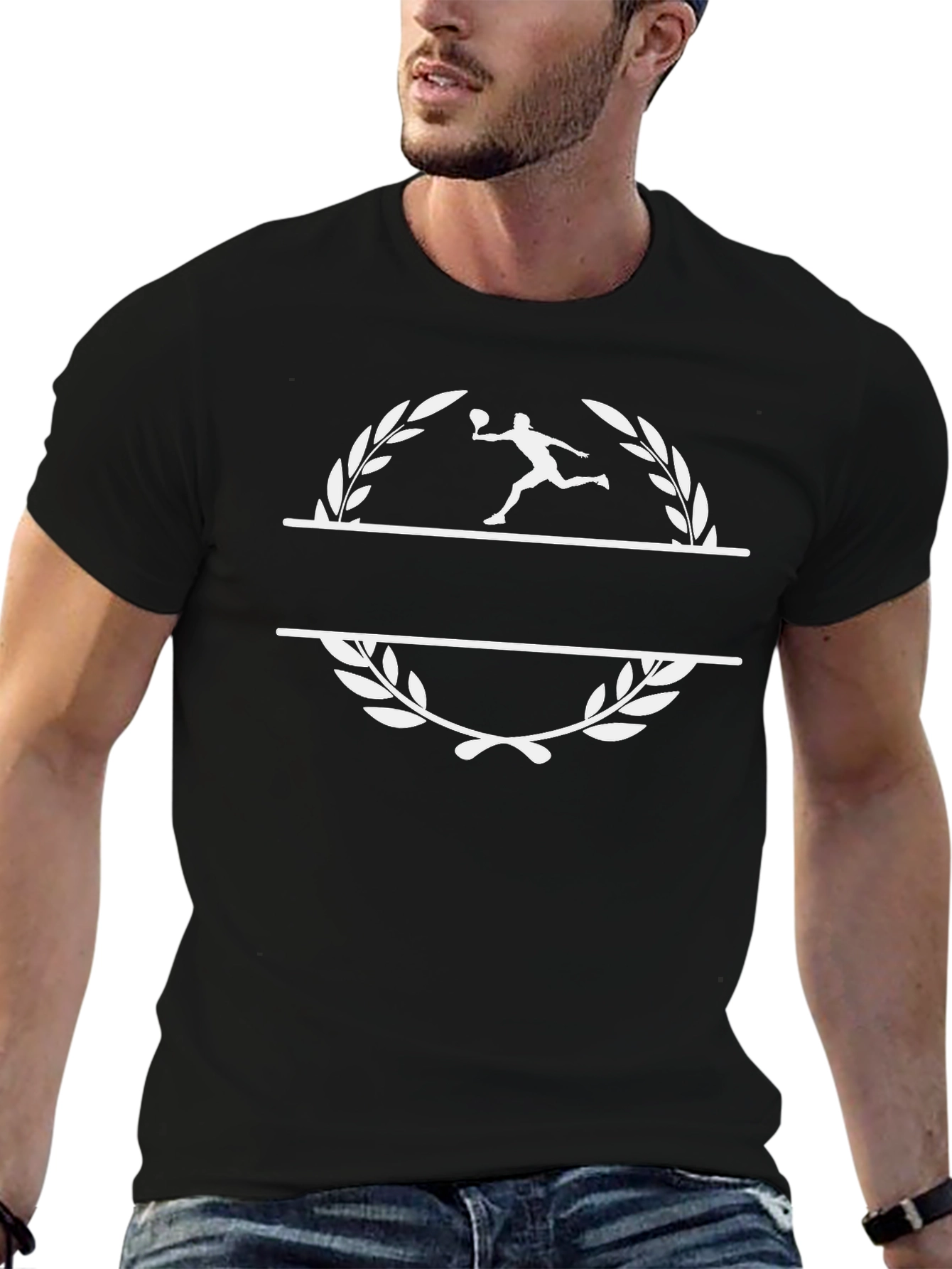 Tennis Player Laurel Wreath Black T-Shirt