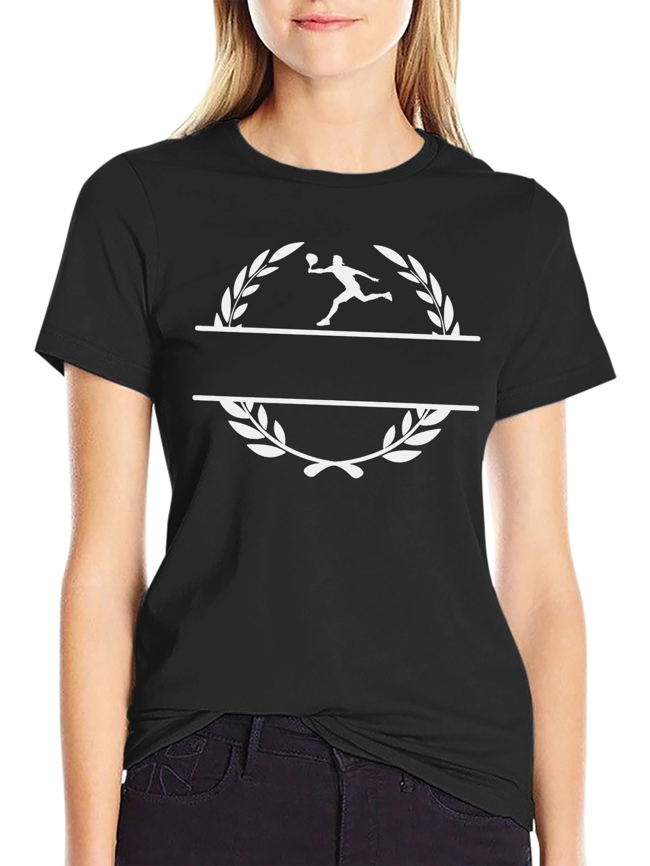 Tennis Player Laurel Wreath Black T-Shirt
