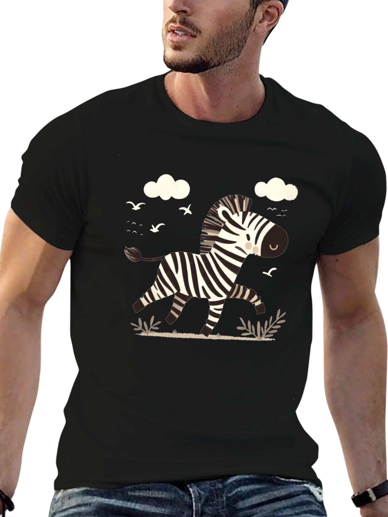 Zebra Graphic Tee - Black Cotton Blend