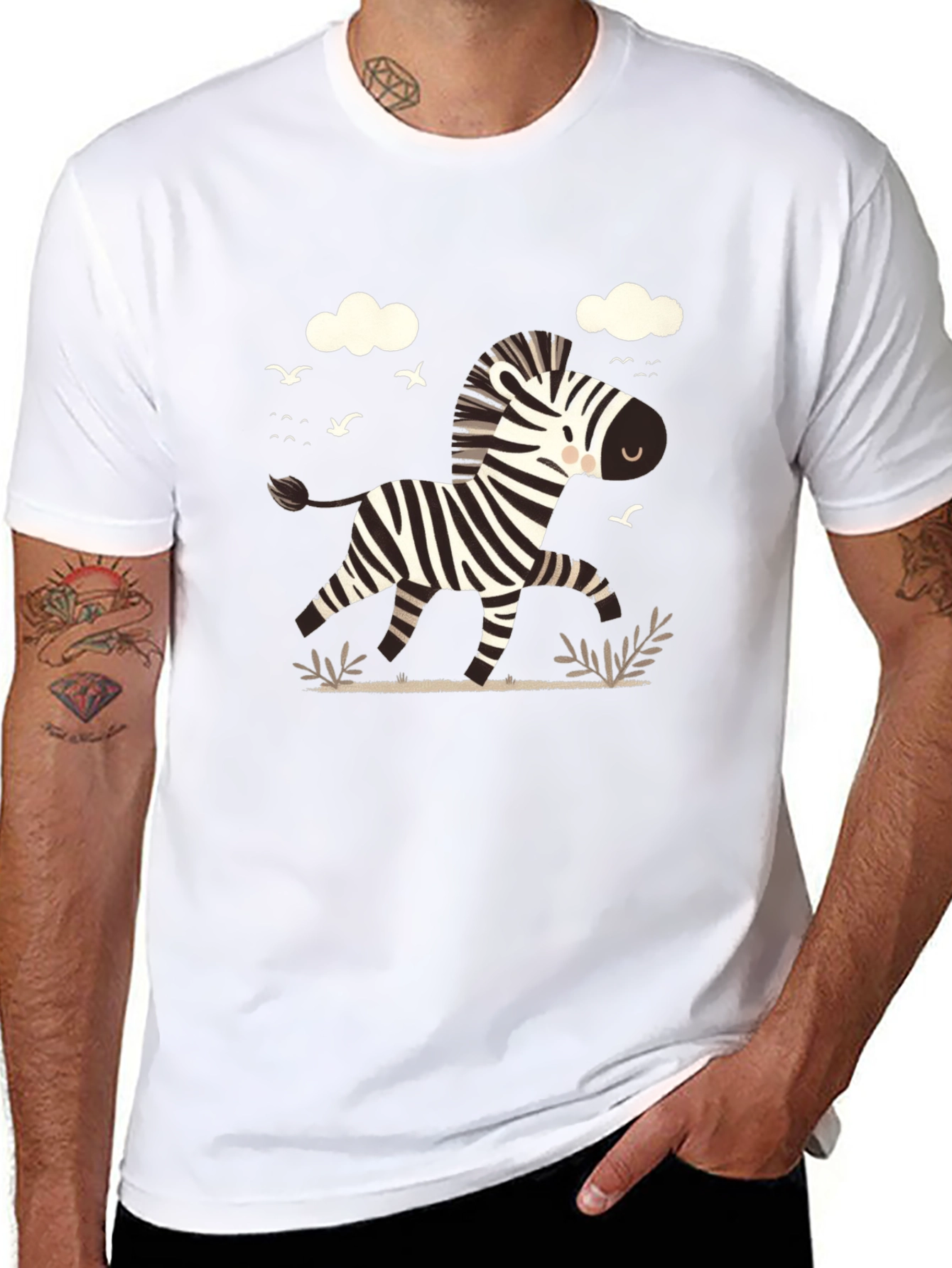 Zebra Graphic Tee - Black Cotton Blend