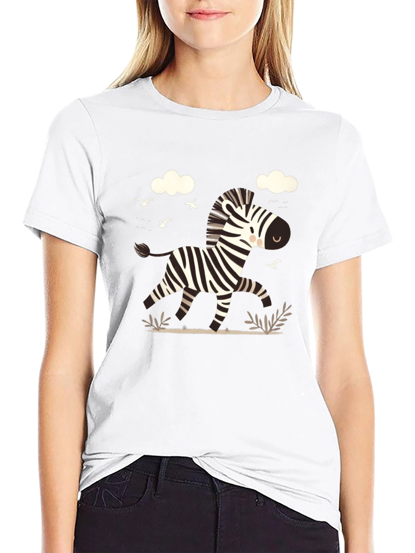 Zebra Graphic Tee - Black Cotton Blend