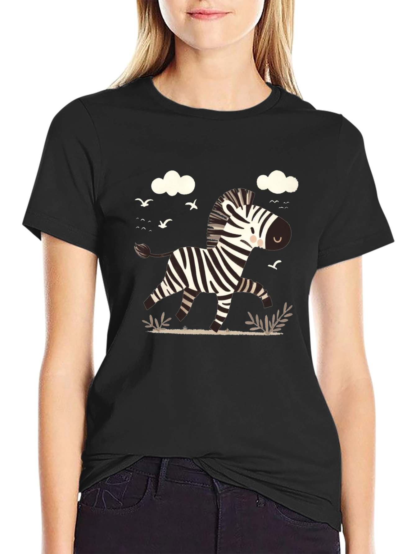 Zebra Graphic Tee - Black Cotton Blend