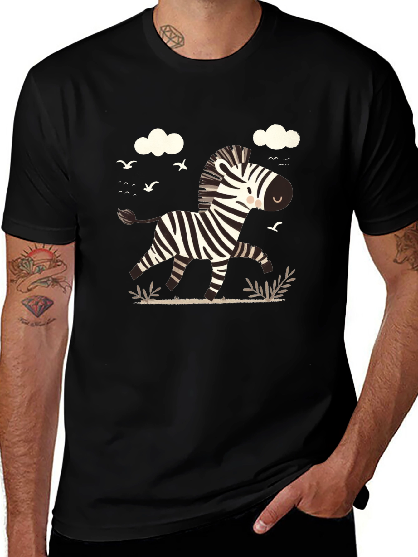 Zebra Graphic Tee - Black Cotton Blend