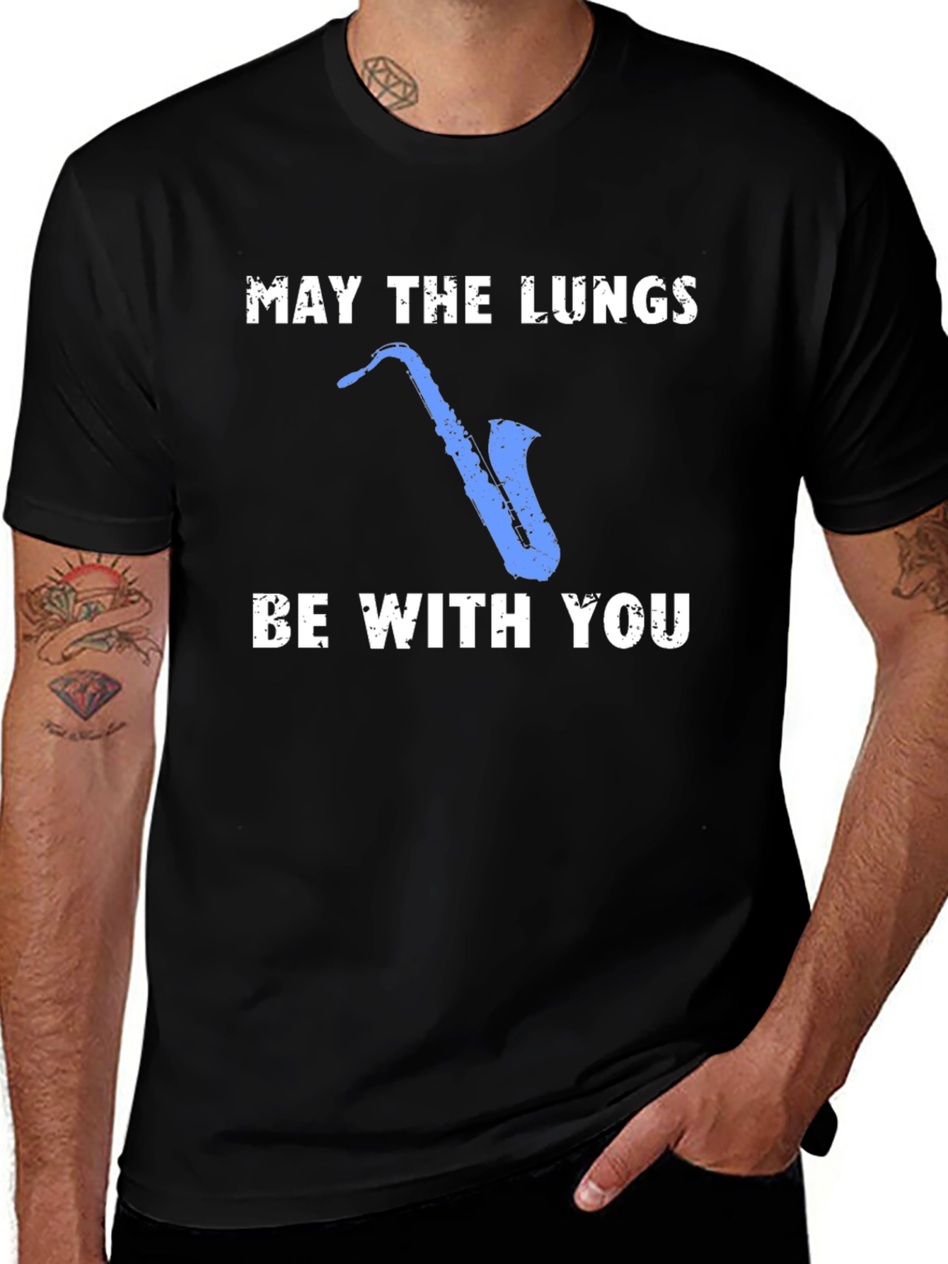 May The Lungs Be With You Saxophone Graphic T-Shirt