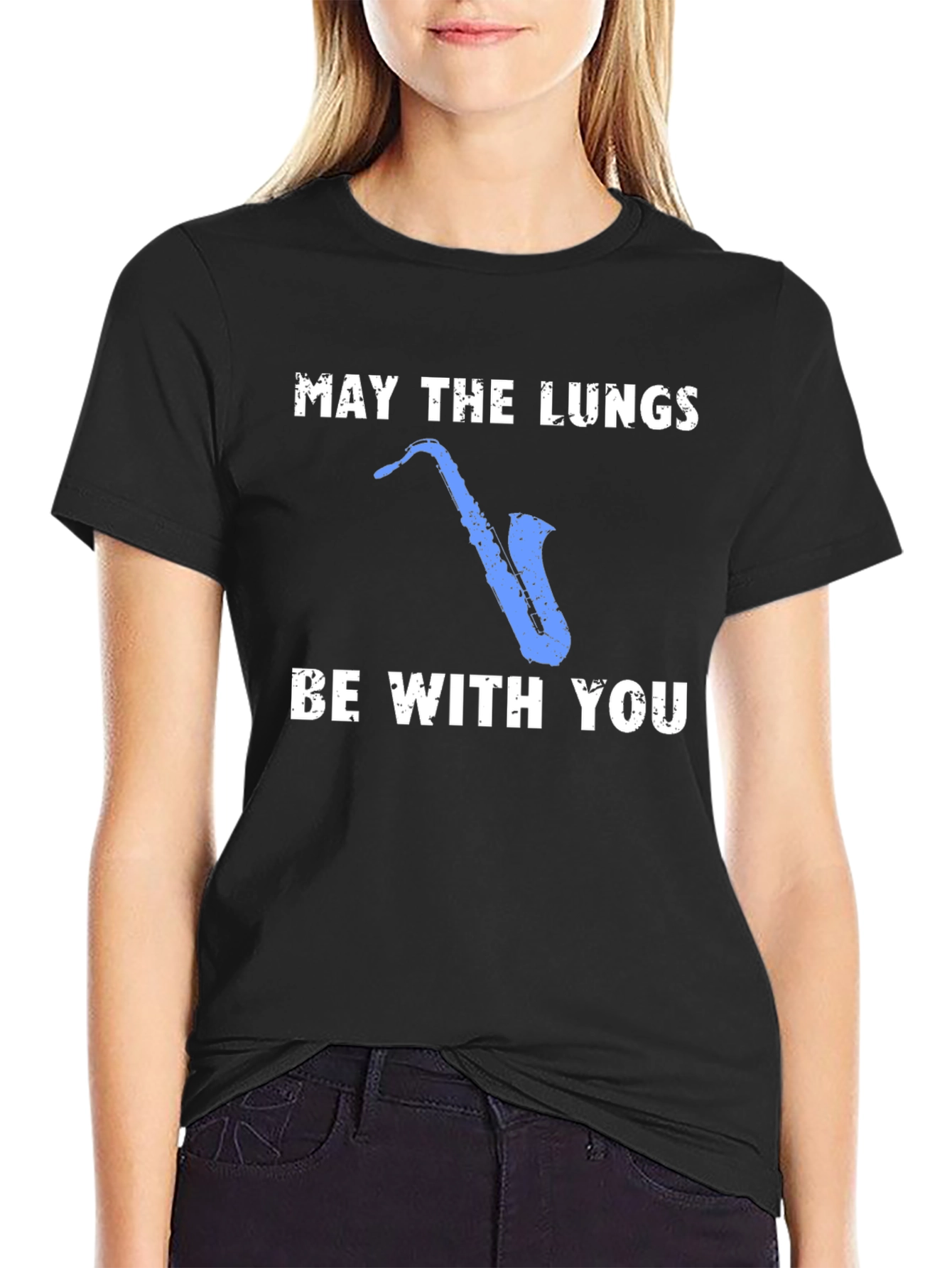 May The Lungs Be With You Saxophone Graphic T-Shirt