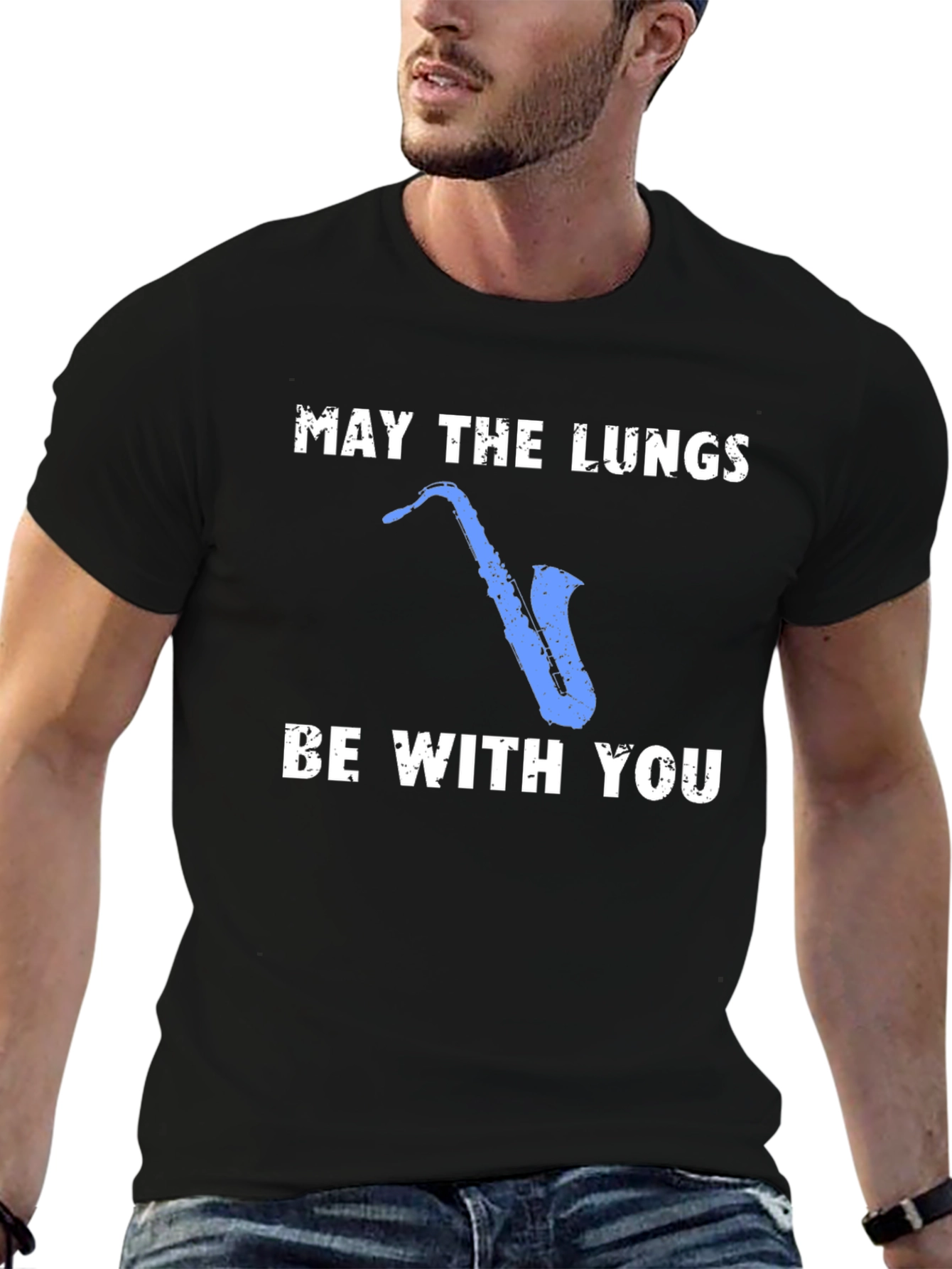 May The Lungs Be With You Saxophone Graphic T-Shirt