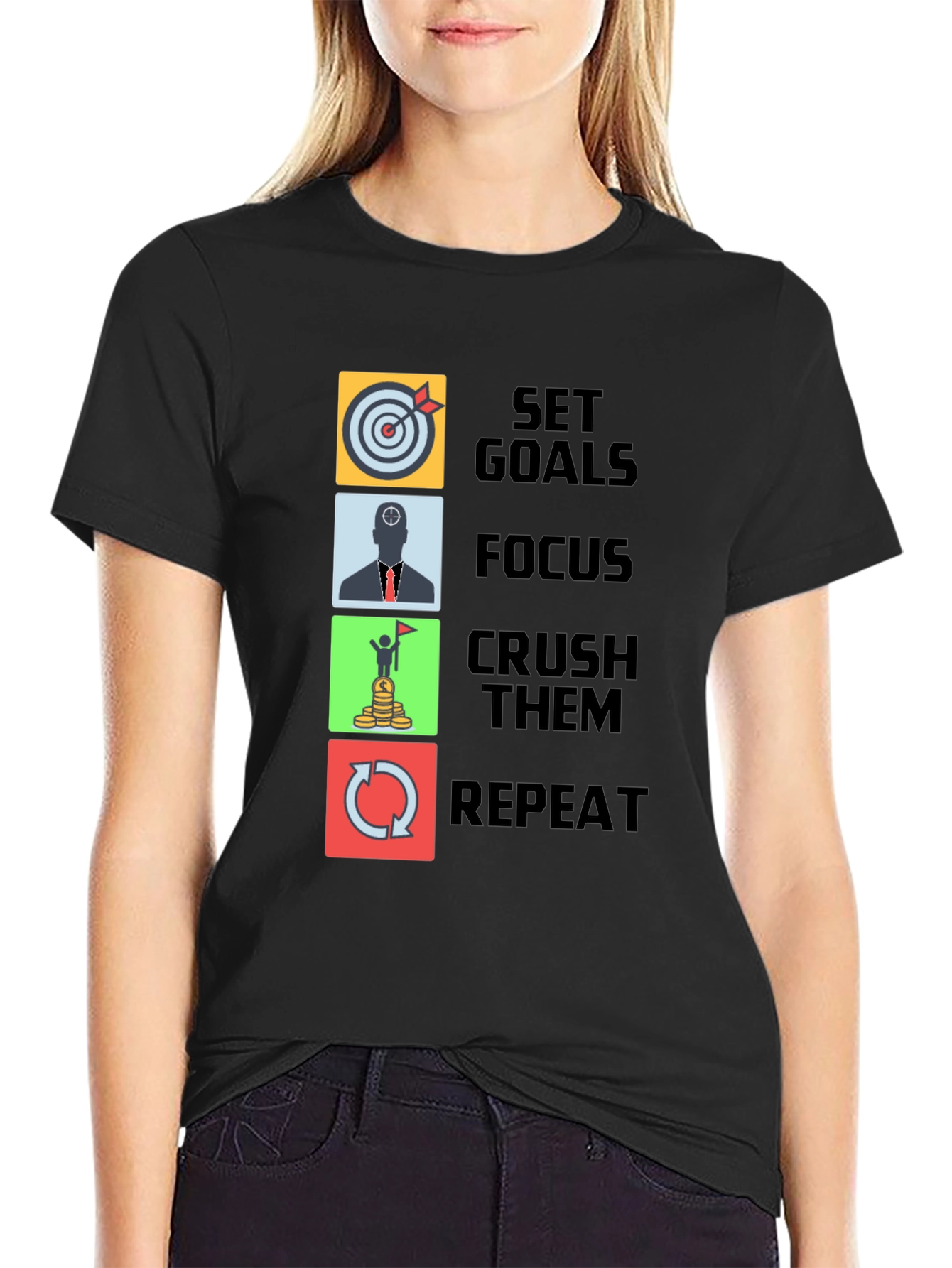 Set Goals T-Shirt - Focus Crush Repeat