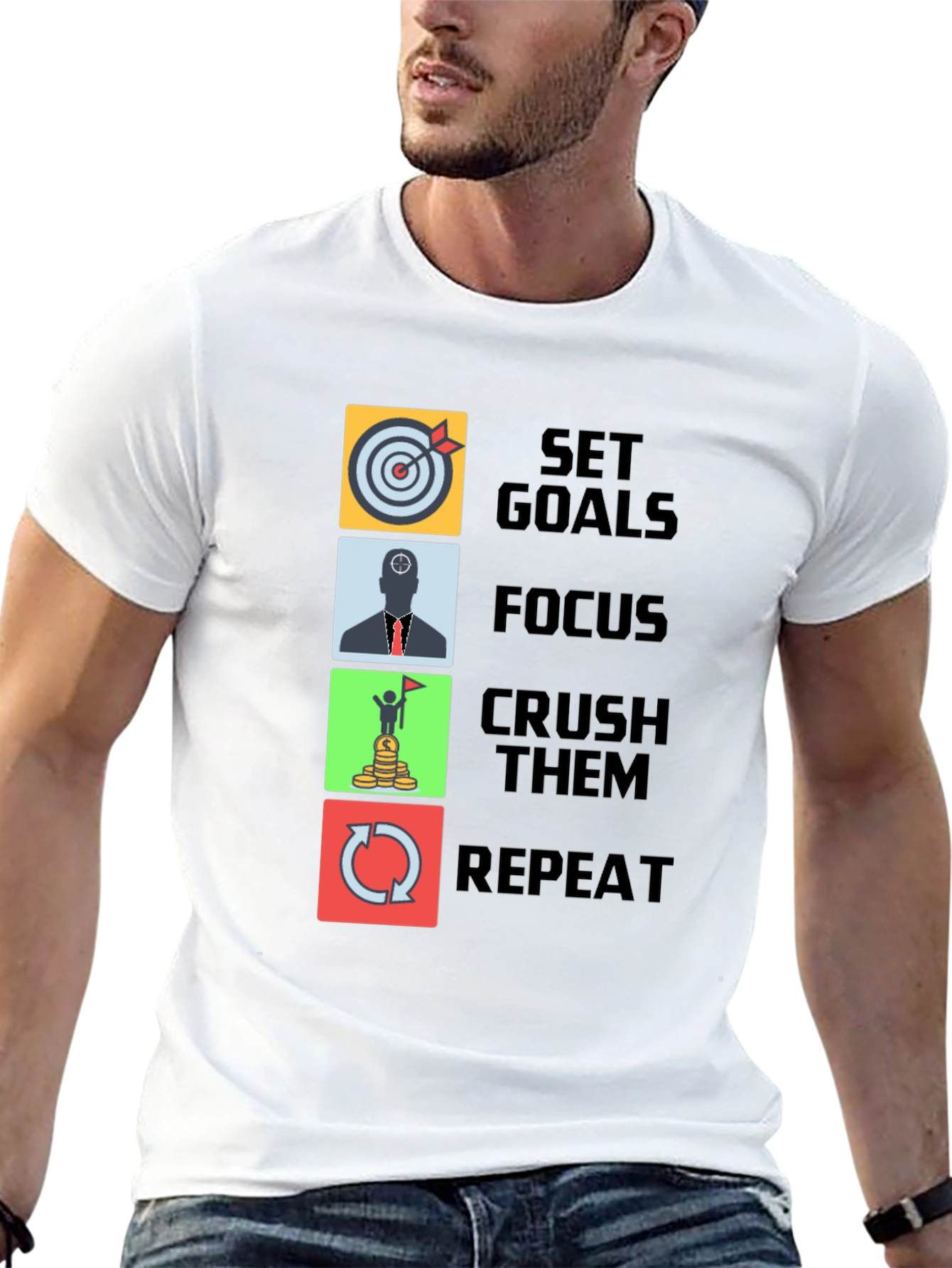 Set Goals T-Shirt - Focus Crush Repeat