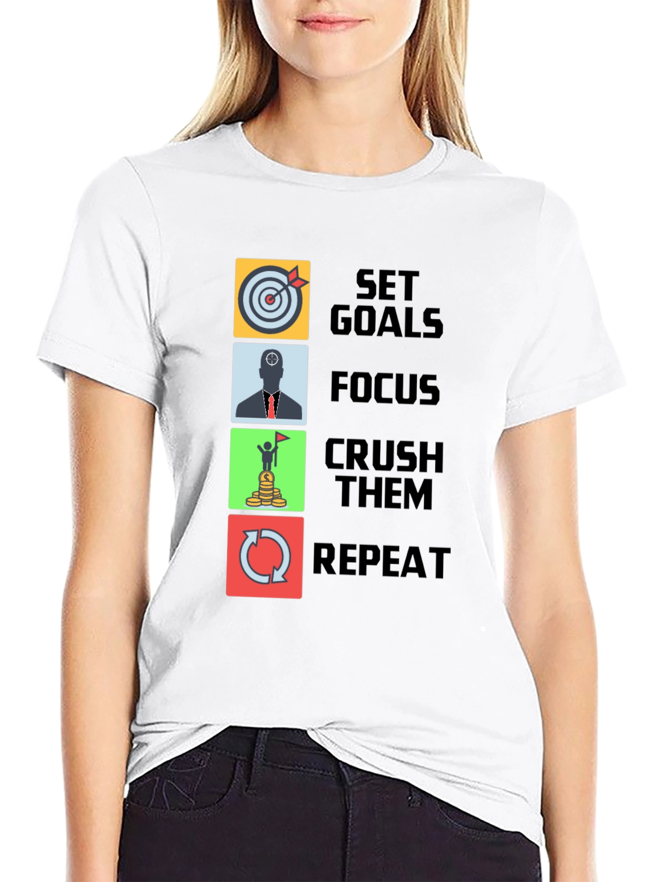 Set Goals T-Shirt - Focus Crush Repeat