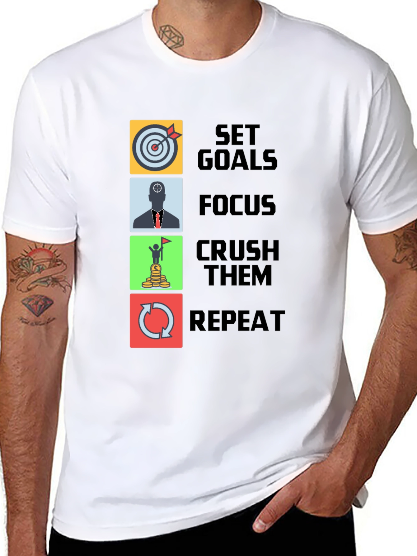 Set Goals T-Shirt - Focus Crush Repeat