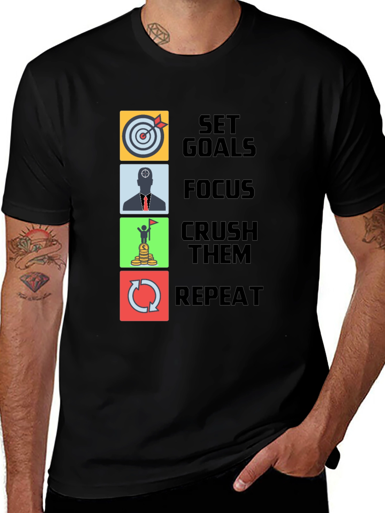 Set Goals T-Shirt - Focus Crush Repeat