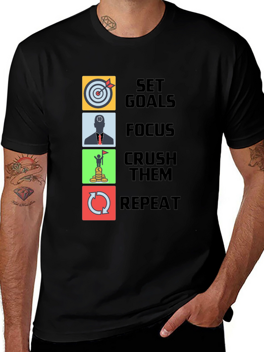 Set Goals T-Shirt - Focus Crush Repeat