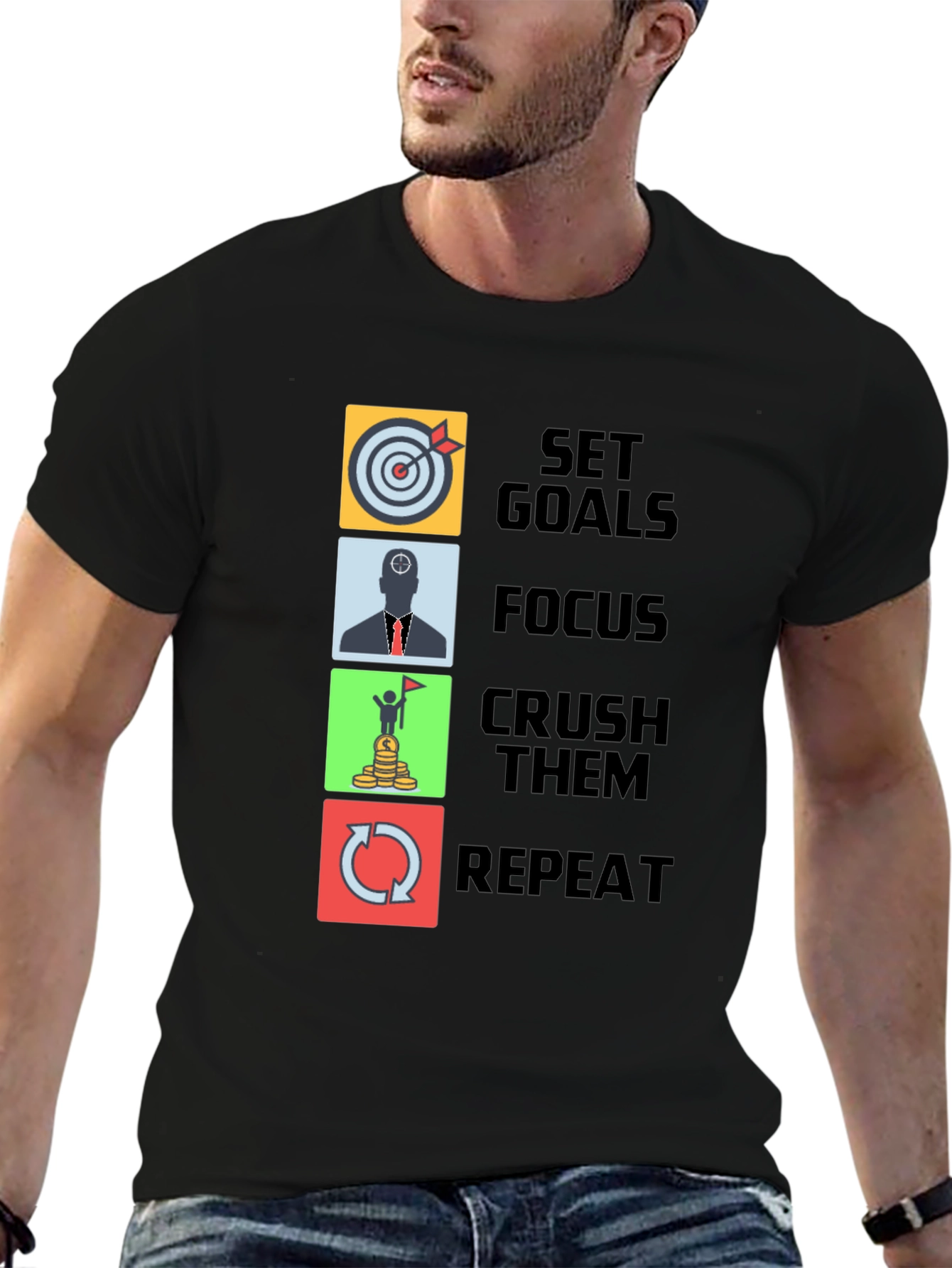 Set Goals T-Shirt - Focus Crush Repeat