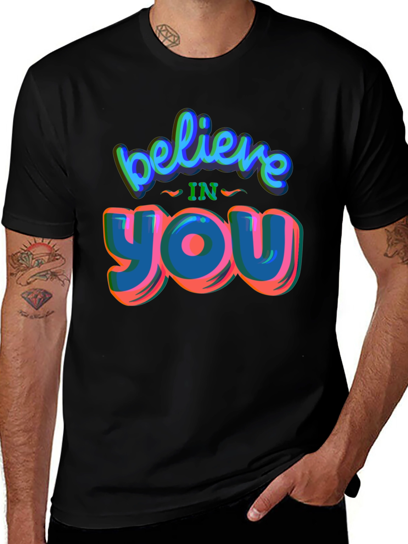 Believe In You Graphic Tee - Stylish Black T-Shirt