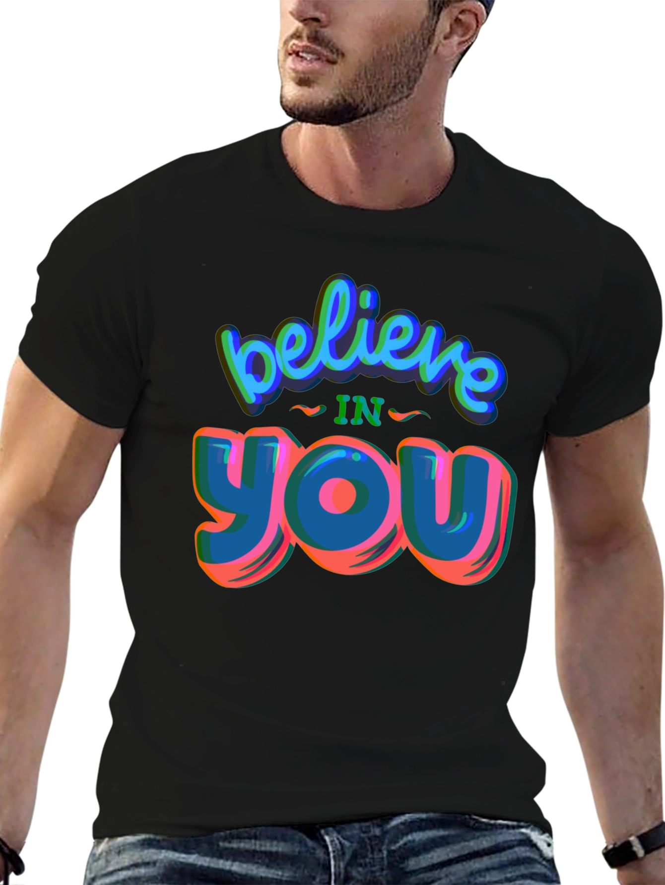 Believe In You Graphic Tee - Stylish Black T-Shirt