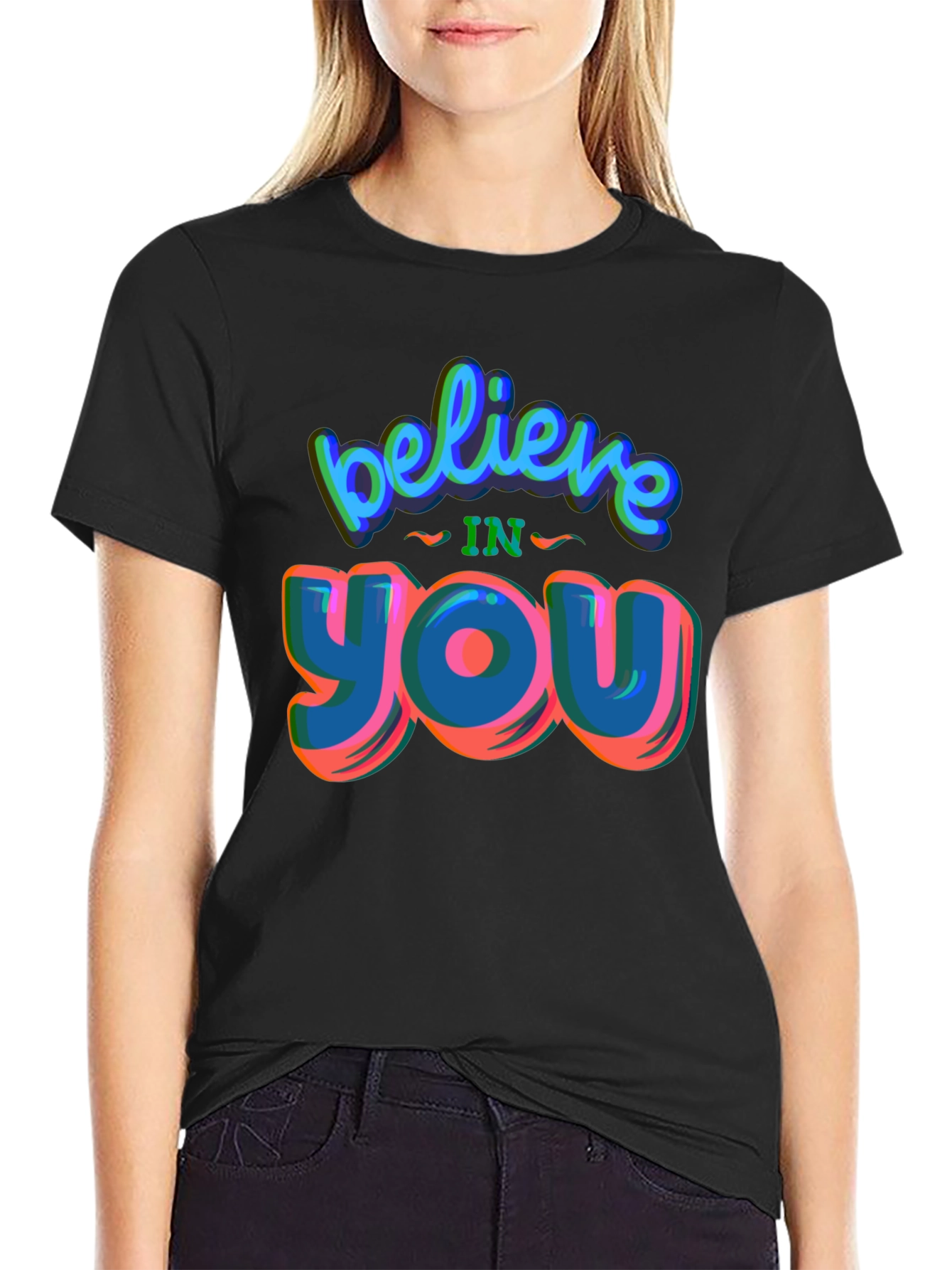 Believe In You Graphic Tee - Stylish Black T-Shirt