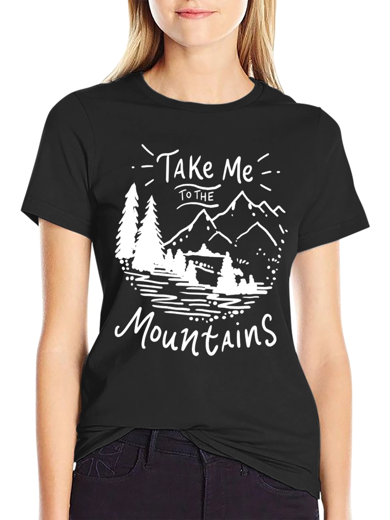 Take Me To The Mountains Black Graphic T-Shirt