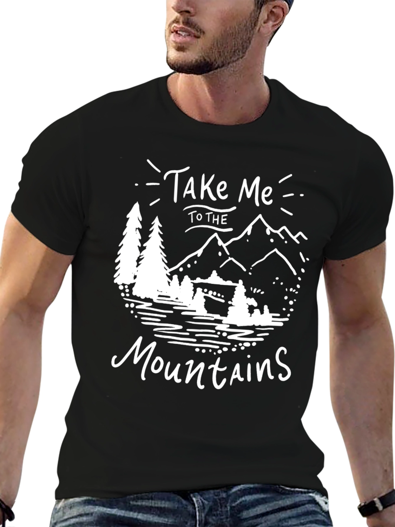 Take Me To The Mountains Black Graphic T-Shirt