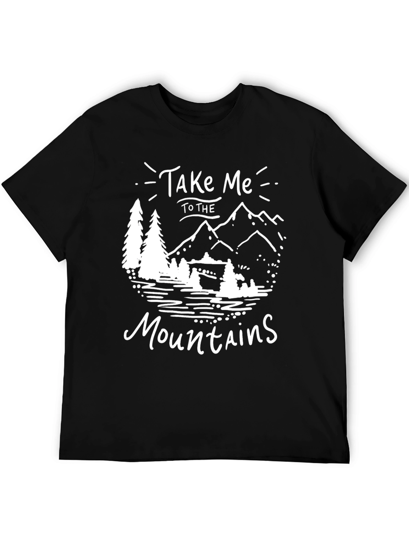 Take Me To The Mountains Black Graphic T-Shirt