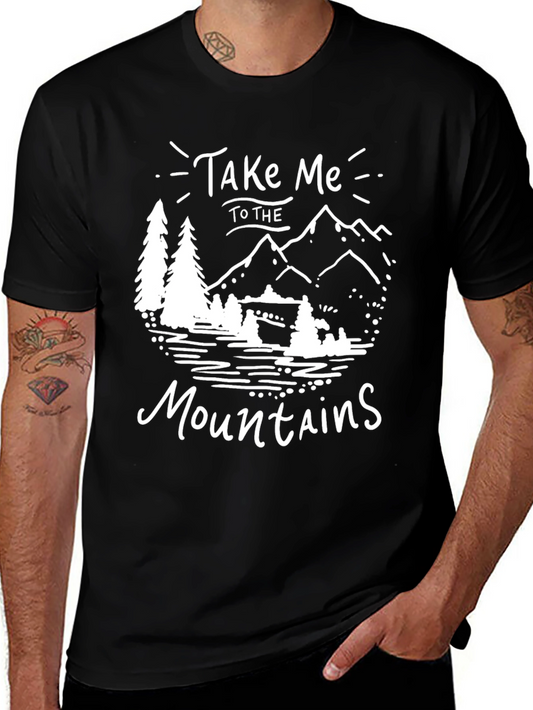 Take Me To The Mountains Black Graphic T-Shirt