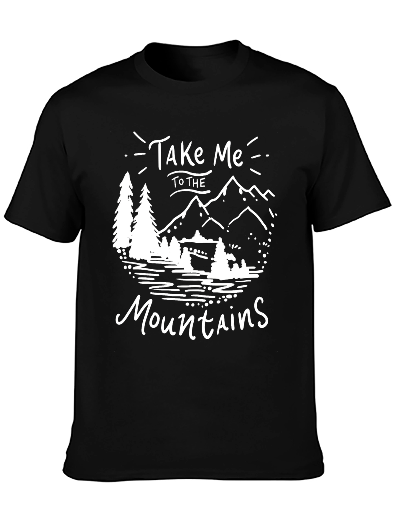 Take Me To The Mountains Black Graphic T-Shirt