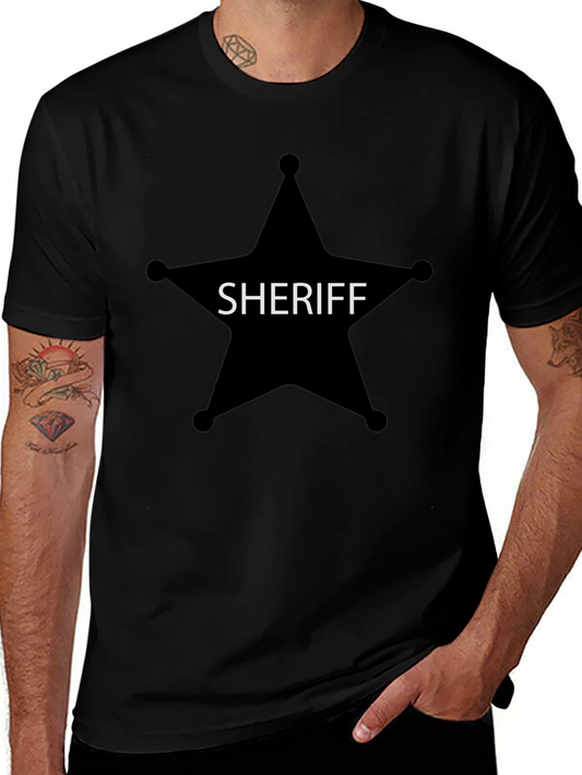 Sheriff Star Graphic Tee - Black Cotton T-Shirt