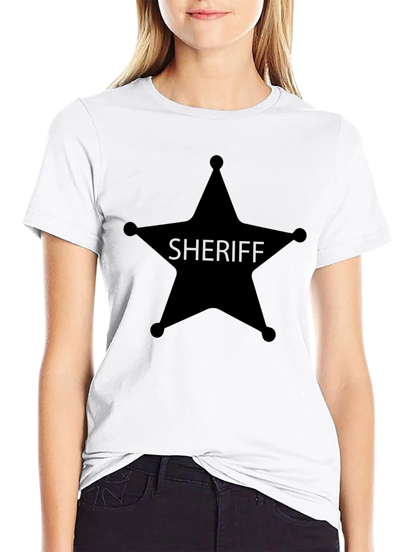 Sheriff Star Graphic Tee - Black Cotton T-Shirt